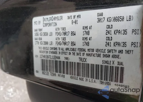 2002 Dodge Ram 1500 St z USA, uszkodzony, nr VIN 1D7HA18N72J122444